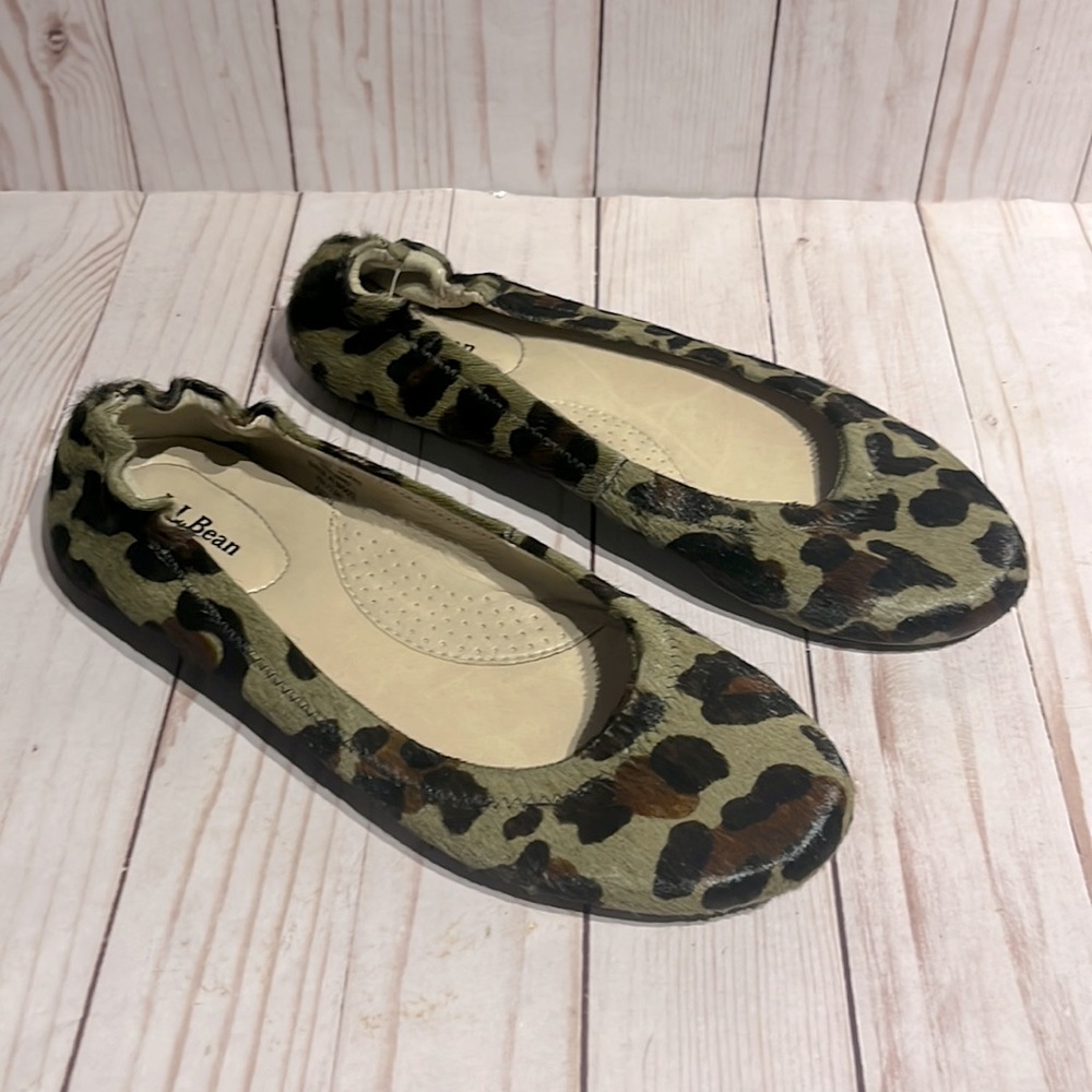 LL Bean Animal Hair Cheetah Print Ballet Flats Size 8